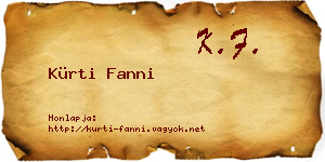 Kürti Fanni névjegykártya